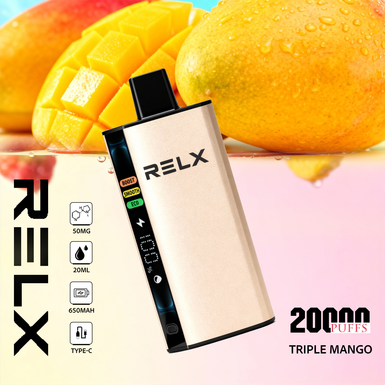 Triple Mango – RELX ACE 20000 Disposable Vape 50mg Nic | UAE