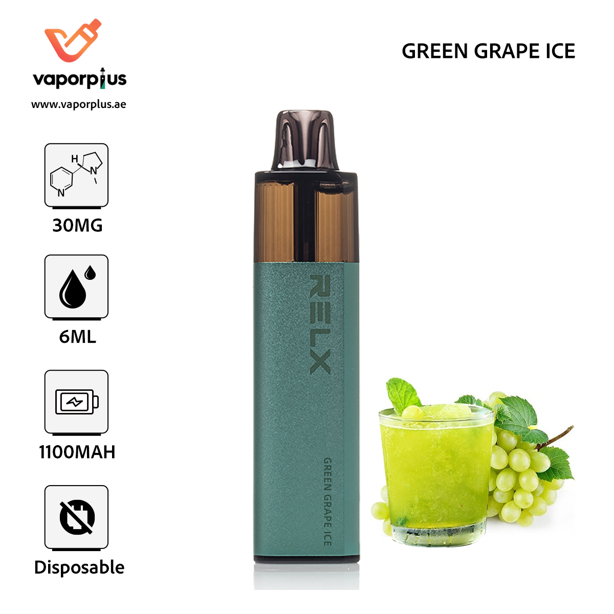 RELX GA4000 Disposable Vape 3% in UAE - Green Grape Ice