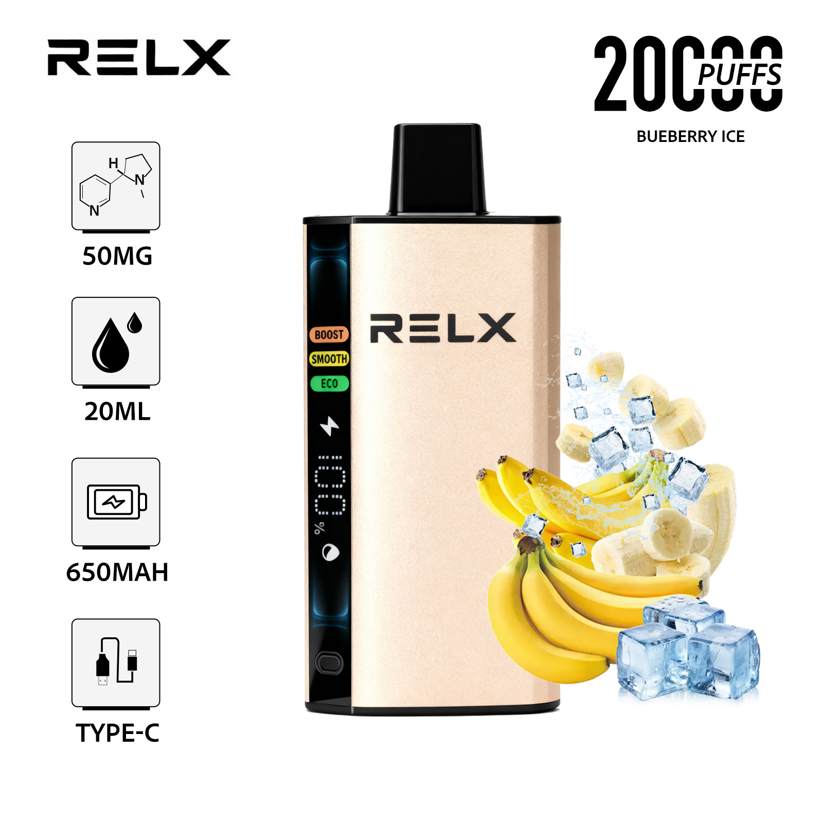 Banana Ice – RELX ACE 20000 Disposable Vape 50mg Nic | UAE