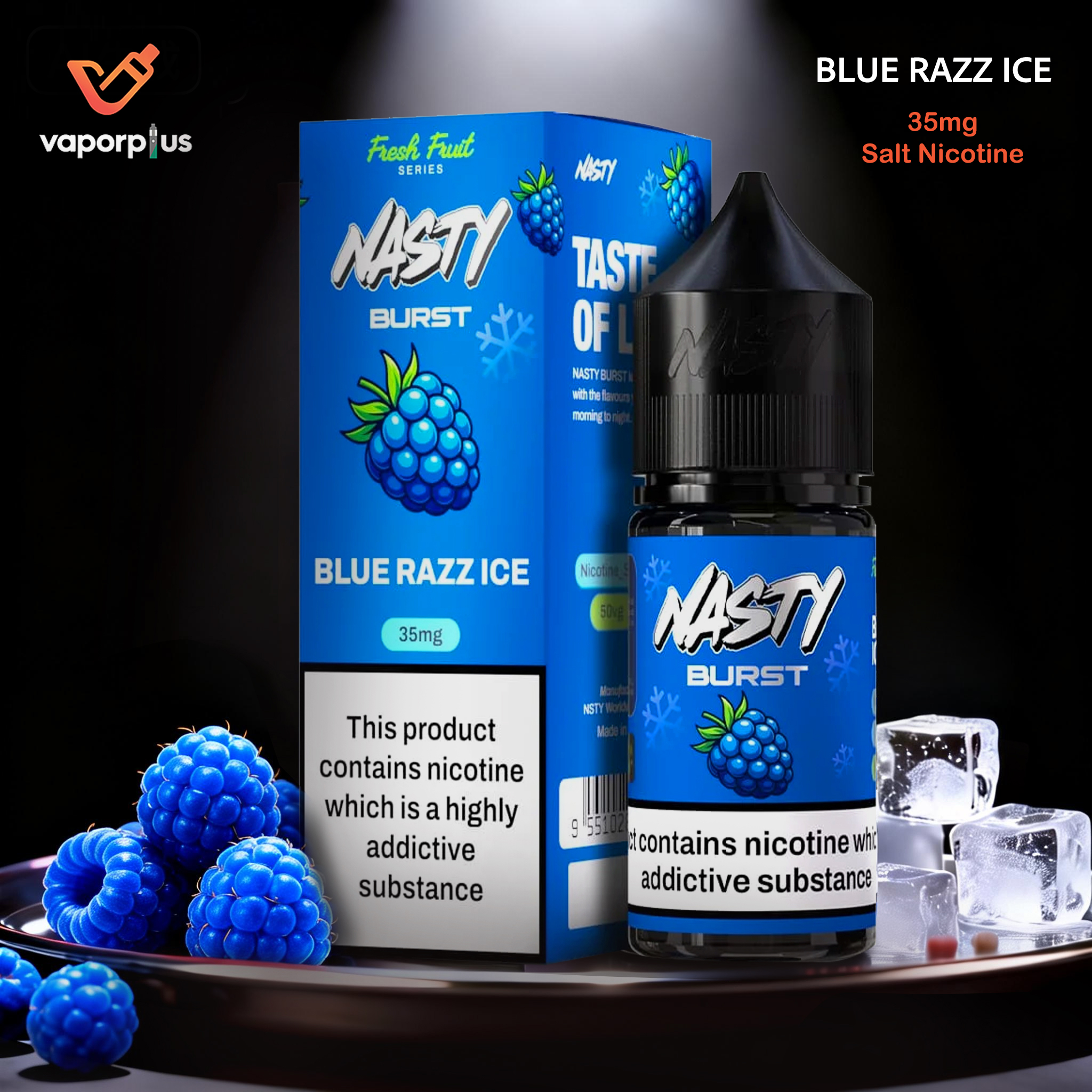 Nasty Burst Salt Nic E-Liquid 30ml (35mg/ml) – Blue Razz Ice | UAE