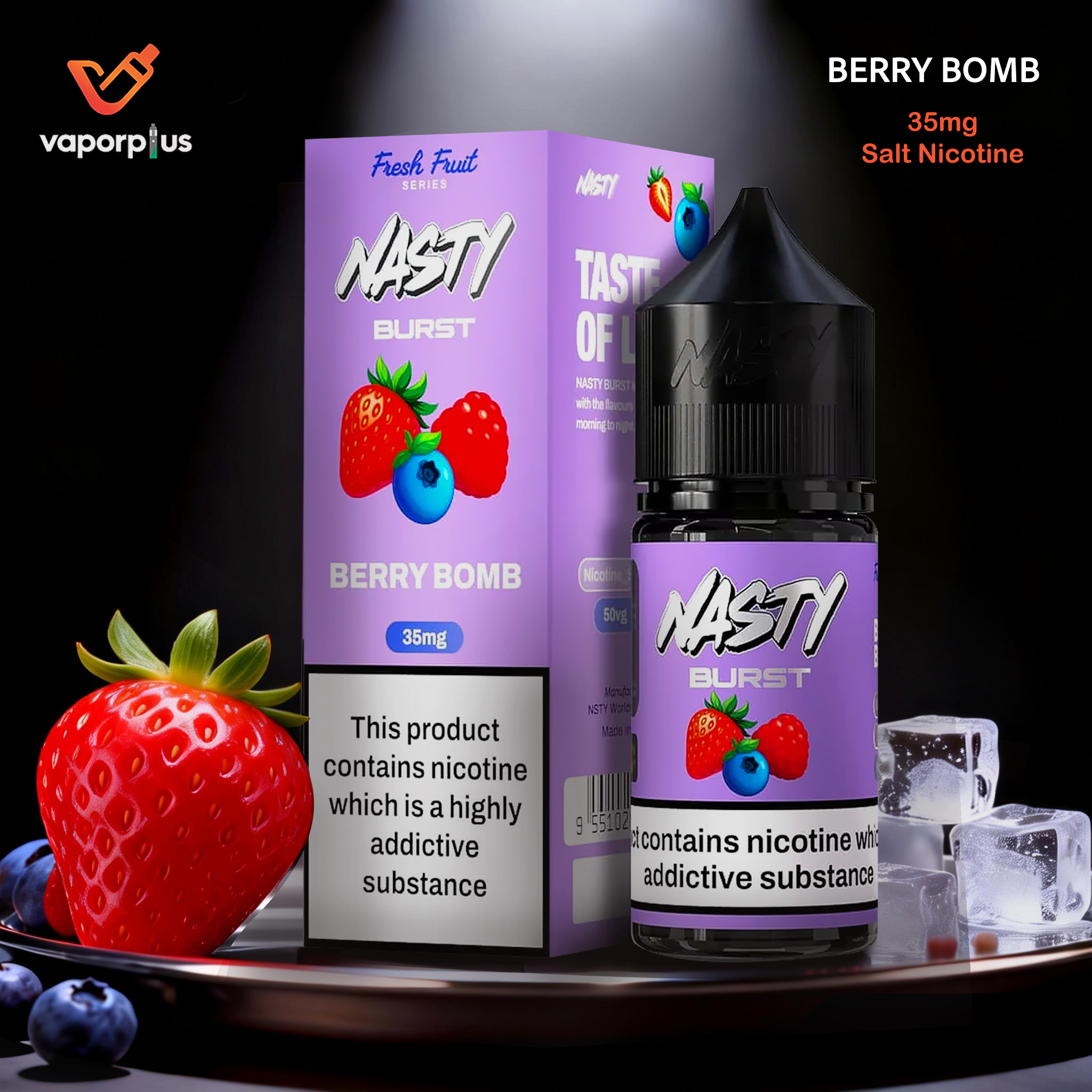 Nasty Burst Salt Nic E-Liquid 30ml (35mg/ml) – Berry Bomb | UAE