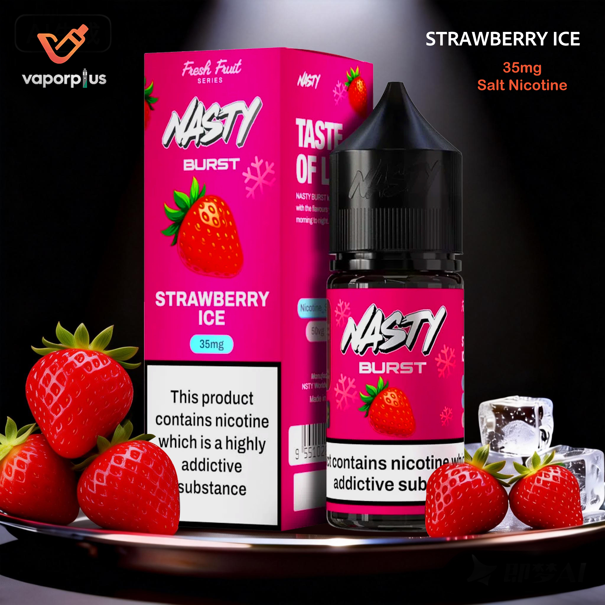 Nasty Burst Salt Nic E-Liquid 30ml (35mg/ml) – Strawberry Ice | UAE