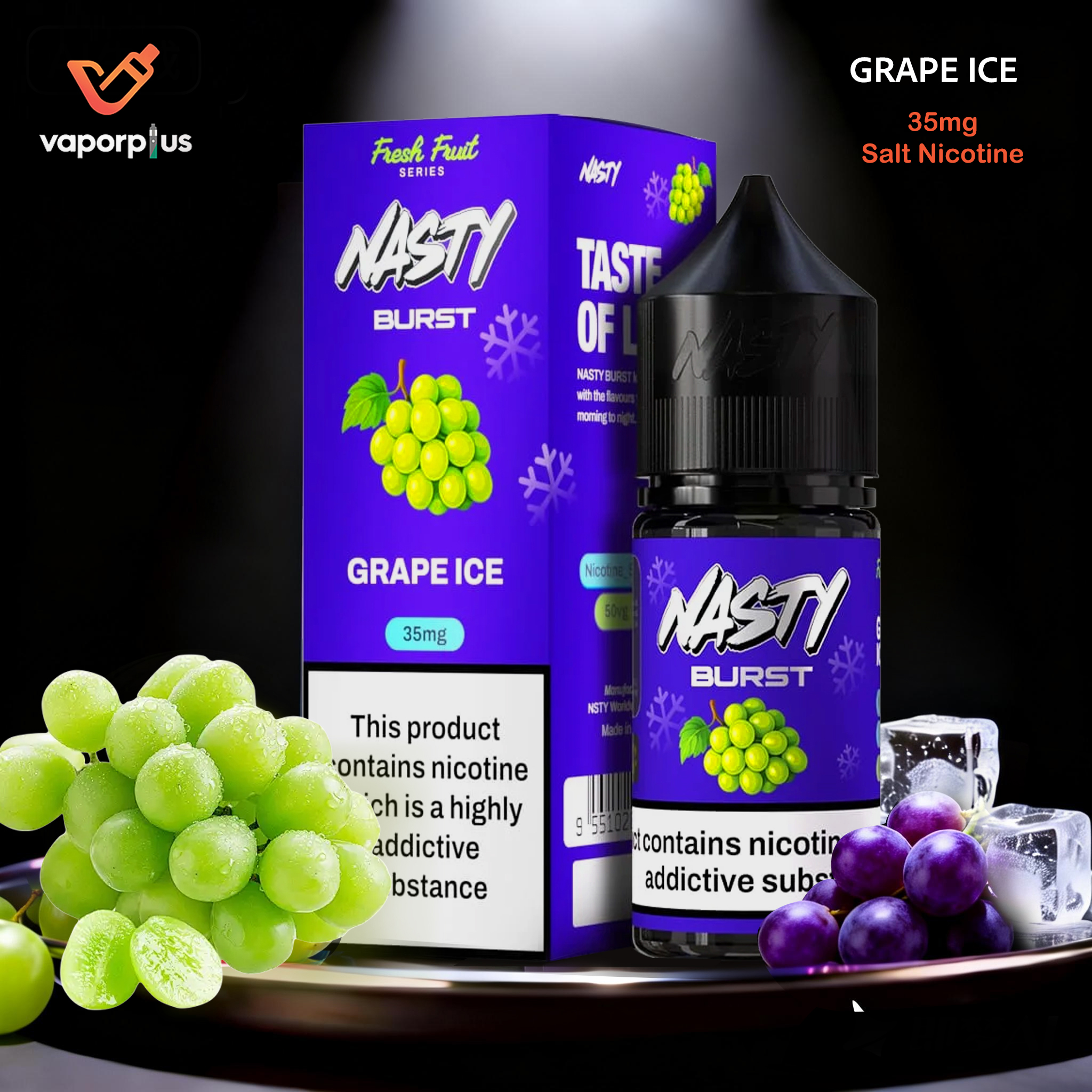 Nasty Burst Salt Nic E-Liquid 30ml (35mg/ml) – Grape Ice | UAE