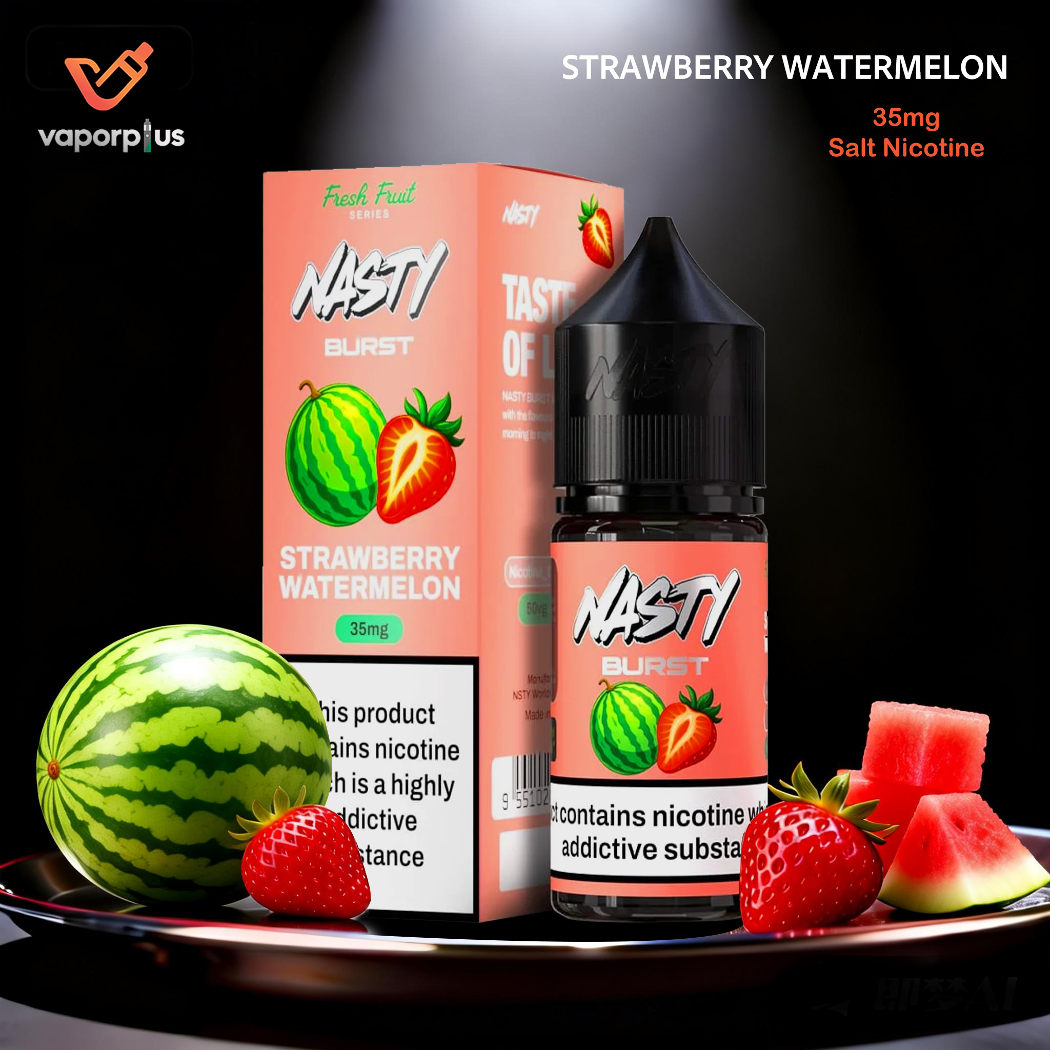 Nasty Burst Salt Nic E-Liquid 30ml (35mg/ml) – Strawberry Watermelon | UAE
