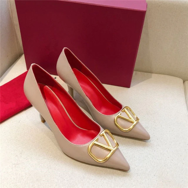 Luxury Designer Women's High Heels, Pointed Toe, Shallow Mouth, 10cm Thin Heels Wedding Shoes Plus Size 42 Zapatos De Mujer