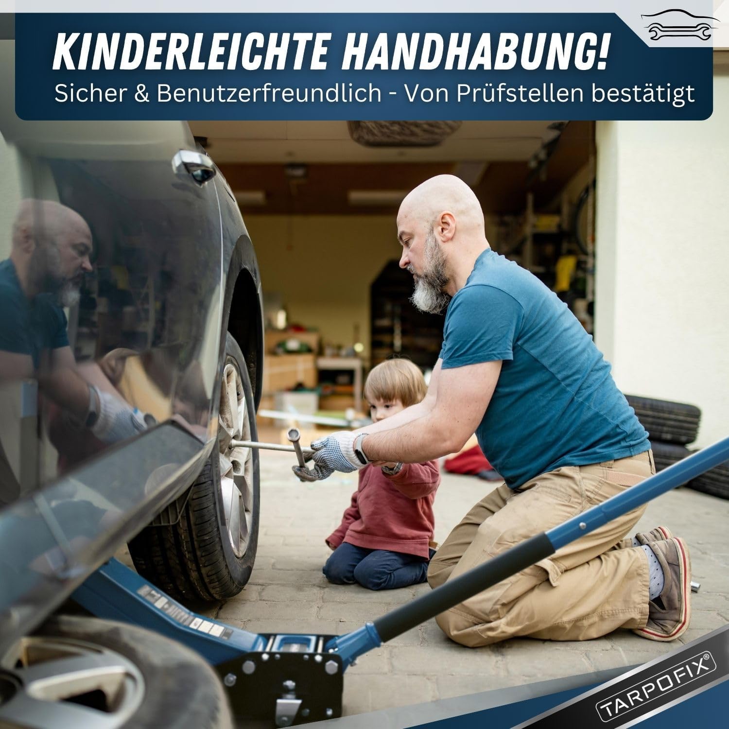 Tarpofix® Hydraulic Car Jack 3t (75-505mm Lifting Height) | Premium Trolley Jack with Double Cylinder | Flat Hydraulic for SUVs & Lowered Cars